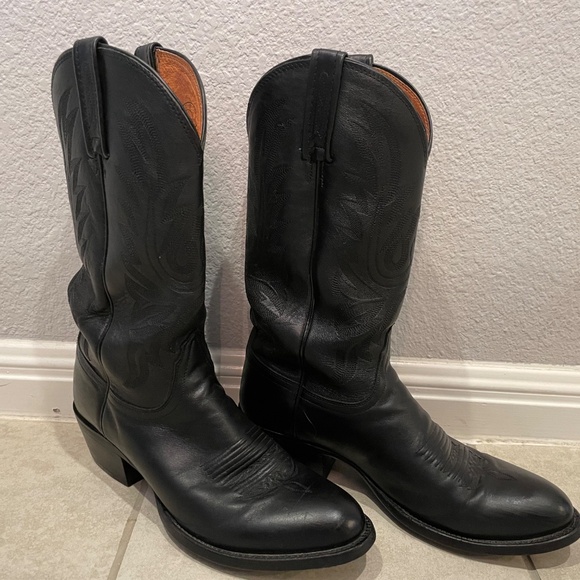 Men's LUCCHESE M1020R4 LUCCHESE LONE STAR CALFSKIN BLACK 8.5D - Picture 1 of 16